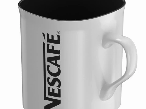 Cangkir Kopi Nescafe Putih Model 3D