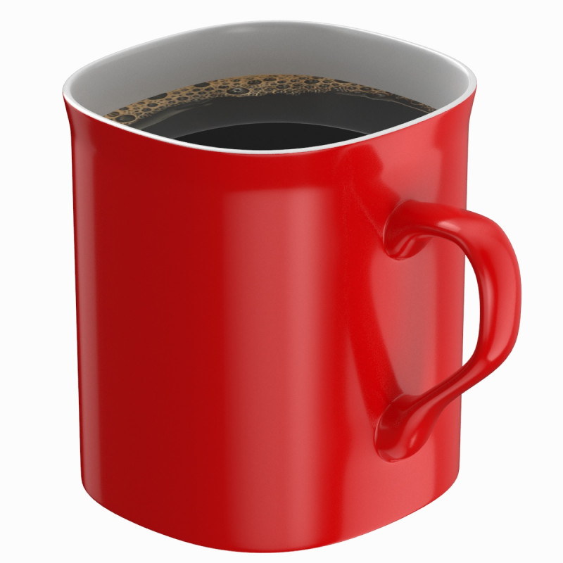Coffee Mug Red With Coffee Modelo 3D .c4d .max .obj .3ds .fbx .stl .blend