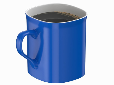 Coffee Mug Blue With Coffee Modelo 3D