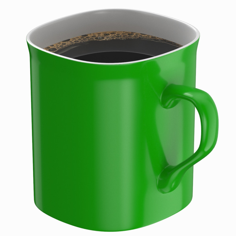 Coffee Mug Green With Coffee Modelo 3D .c4d .max .obj .3ds .fbx .stl .blend