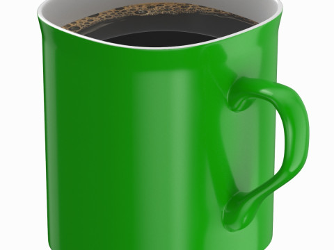 Coffee Mug Green With Coffee 3D Model