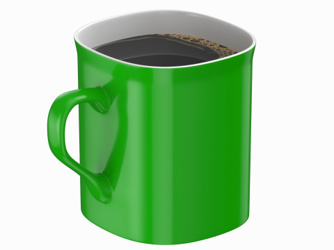Coffee Mug Green With Coffee Modelo 3D