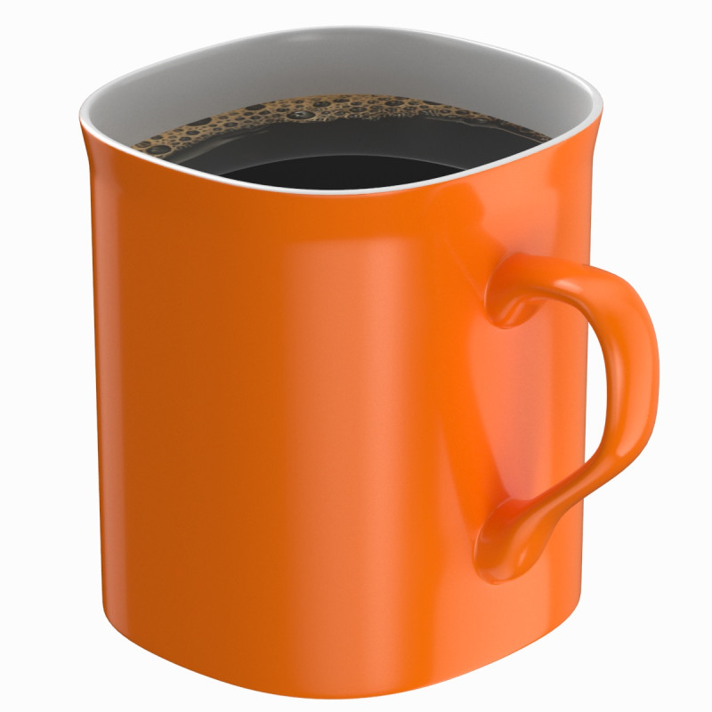 Coffee Mug Orange With Coffee Modelo 3D .c4d .max .obj .3ds .fbx .stl .blend