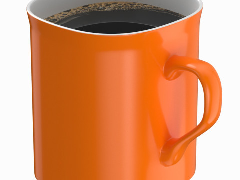Coffee Mug Orange With Coffee 3D Model