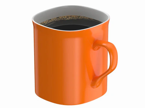 Coffee Mug Orange With Coffee 3D Model