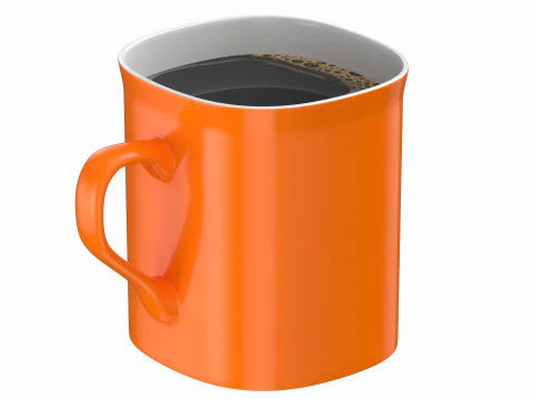 Coffee Mug Orange With Coffee 3D Model