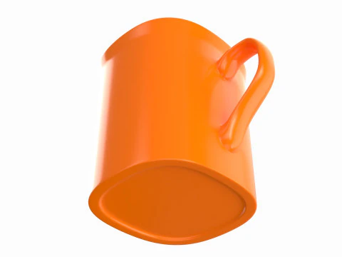 Coffee Mug Orange With Coffee 3D Model