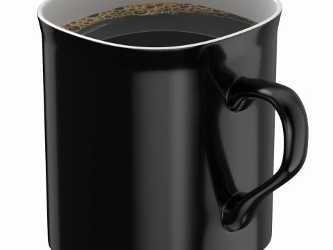Mug Kopi Hitam Dengan Kopi Model 3D