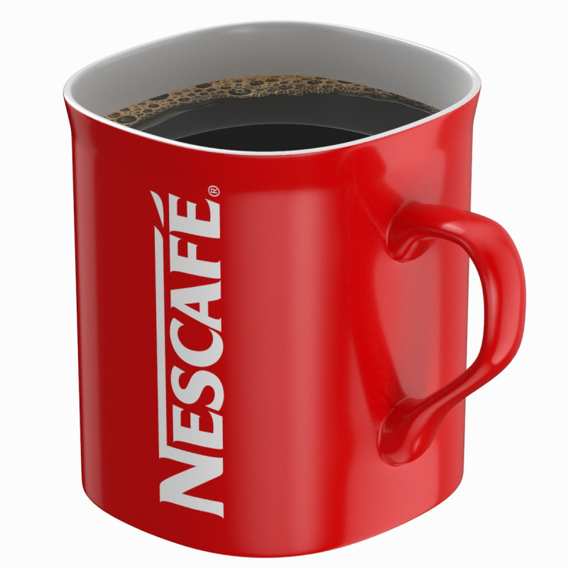 Nescafe Coffee Cup Red With Coffee 3D Model .c4d .max .obj .3ds .fbx .stl .blend