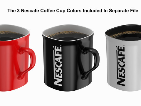 Nescafe Coffee Cup Red With Coffee 3D Model
