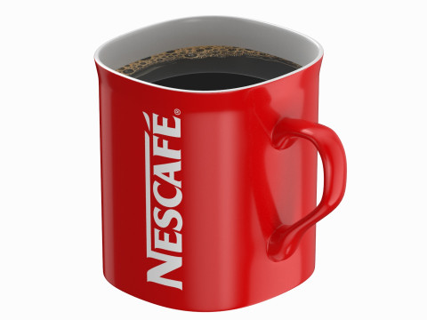 Nescafe Coffee Cup Red With Coffee 3D Model
