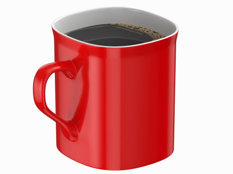 Nescafe Coffee Cup Red With Coffee 3D Model