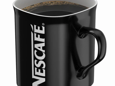 Cangkir Kopi Nescafe Hitam Dengan Kopi Model 3D