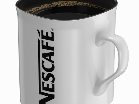 Nescafe Coffee Cup White With Coffee 3D Model