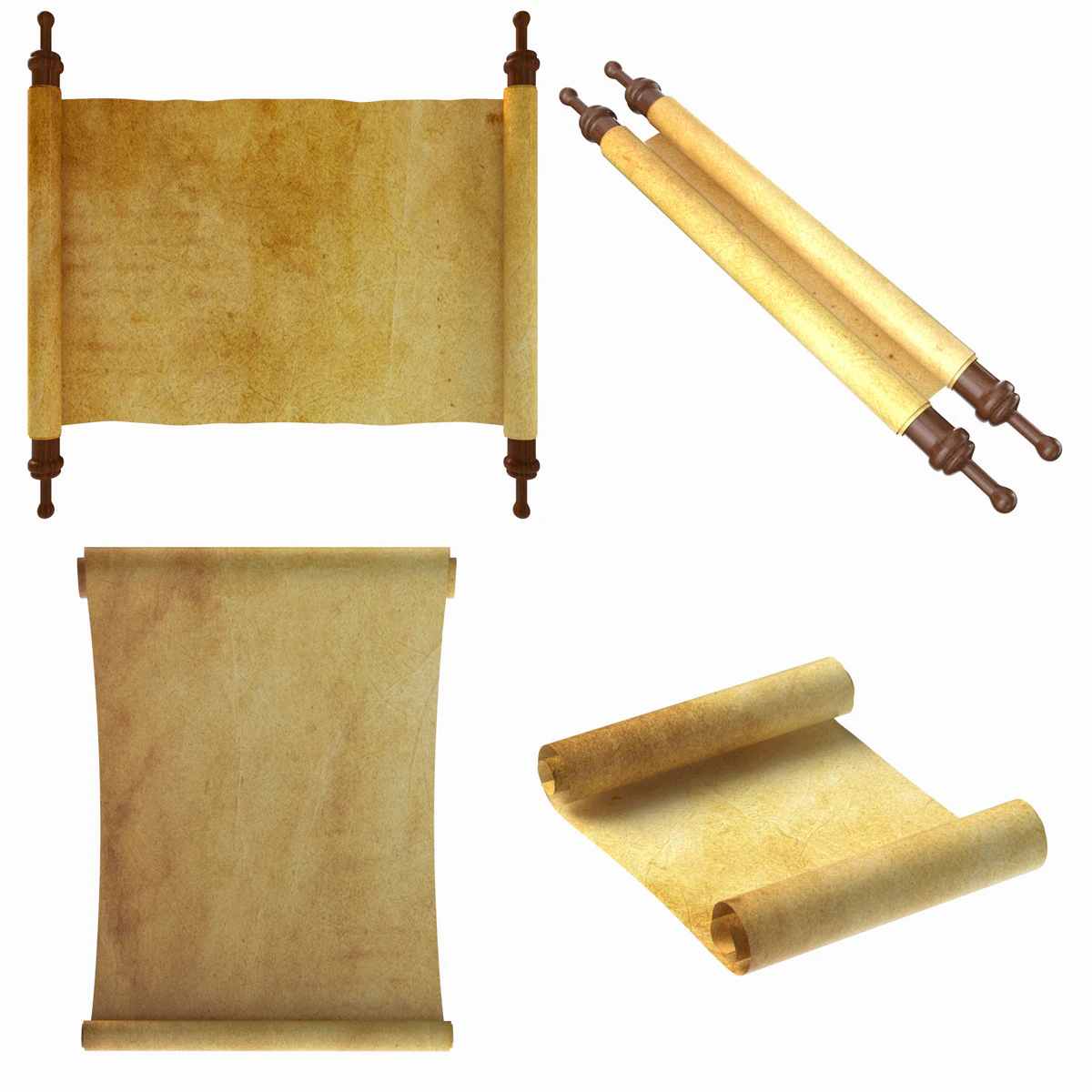 Scrolls Set 3D Model .c4d .max .obj .3ds .fbx .stl .blend 