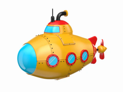 Submarino amarillo de dibujos animados Modelo 3D