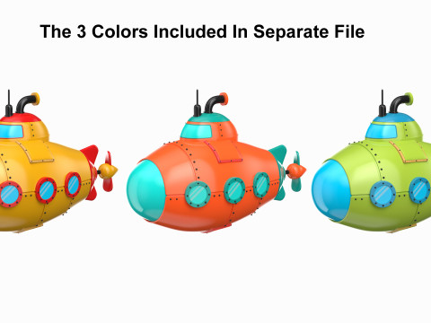Cartoon Yellow Submarine 3D Model