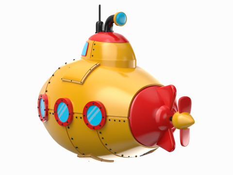 Cartoon Yellow Submarine 3D Model