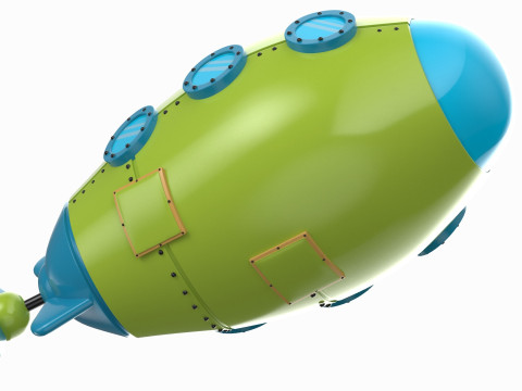 Cartoon Yellow Submarine 3D Model
