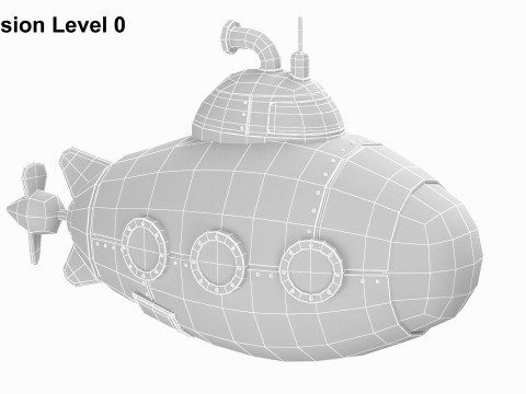 Cartoon Yellow Submarine 3D Model
