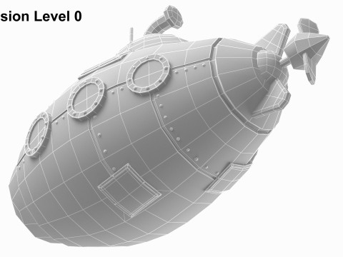 Cartoon Yellow Submarine 3D Model
