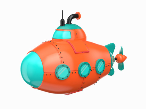 Cartoon Red Submarine 3D 모델