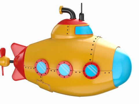 Cartoon Red Submarine 3D Model