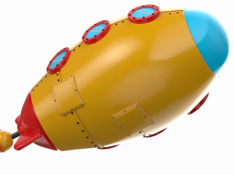 Cartoon Red Submarine 3D Model