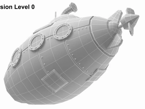 Cartoon Red Submarine 3D Model