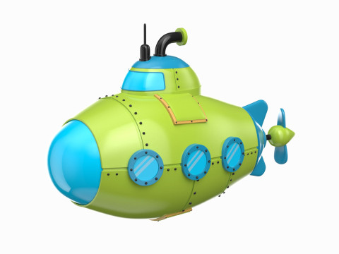 Cartoon Green Submarine 3D 모델