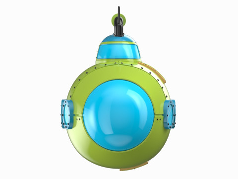 Cartoon Green Submarine 3D 모델