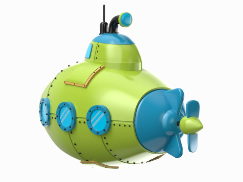 Cartoon Green Submarine 3D 모델