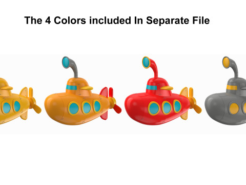 Cartoon Submarine Yellow 3D Модель