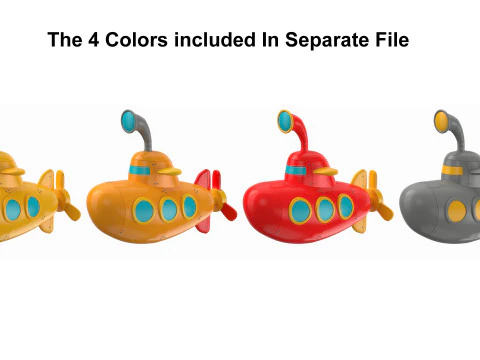Cartoon Submarine Yellow 3D Model
