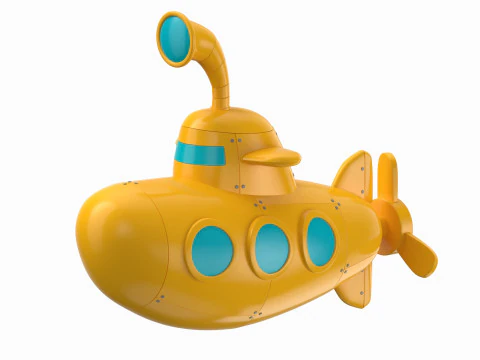 Cartoon Submarine Yellow 3D Model