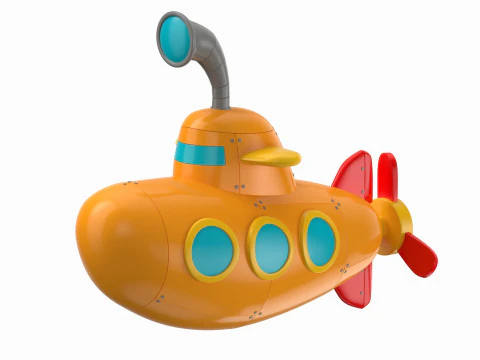 Cartoon Submarine Yellow 3D Model