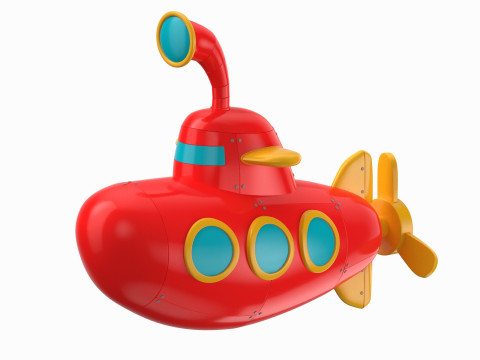 Cartoon Submarine Yellow 3D Модель