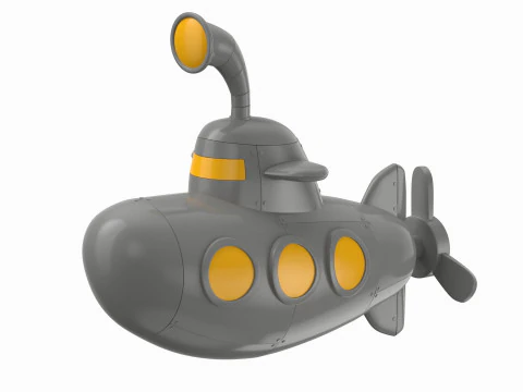 Cartoon Submarine Yellow 3D Model