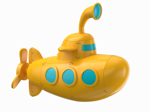 Cartoon Submarine Yellow 3D Модель