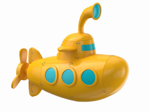 Cartoon Submarine Yellow 3D Model