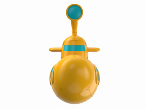 Cartoon Submarine Yellow 3D Model