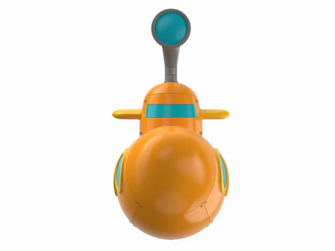 Cartoon Submarine Yellow 3D Model