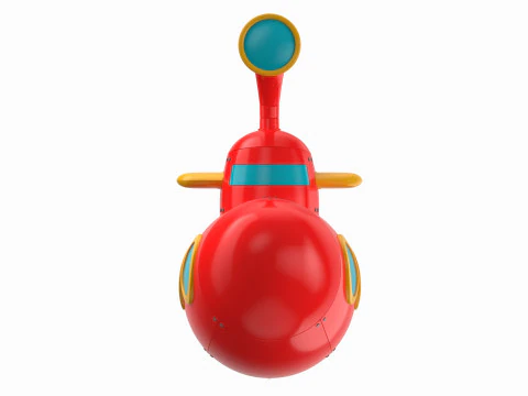 Cartoon Submarine Yellow 3D Model
