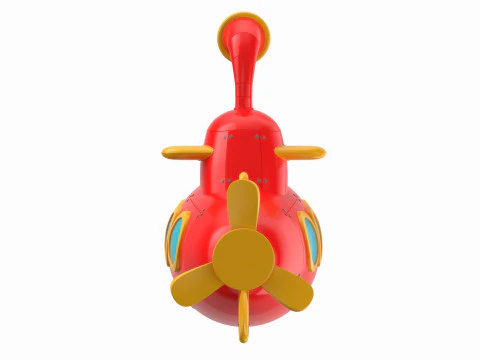 Cartoon Submarine Yellow 3D Model