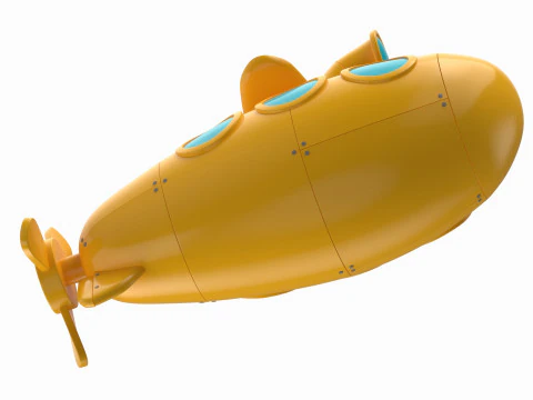 Cartoon Submarine Yellow 3D Model