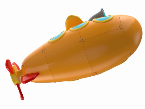 Cartoon Submarine Yellow 3D Model