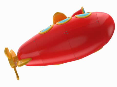 Cartoon Submarine Yellow 3D Модель
