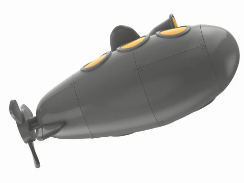 Cartoon Submarine Yellow 3D Model