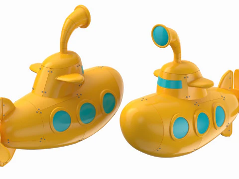 Cartoon Submarine Yellow 3D Model