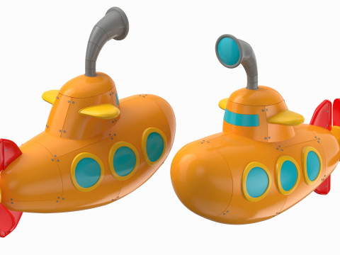 Cartoon Submarine Yellow 3D Модель